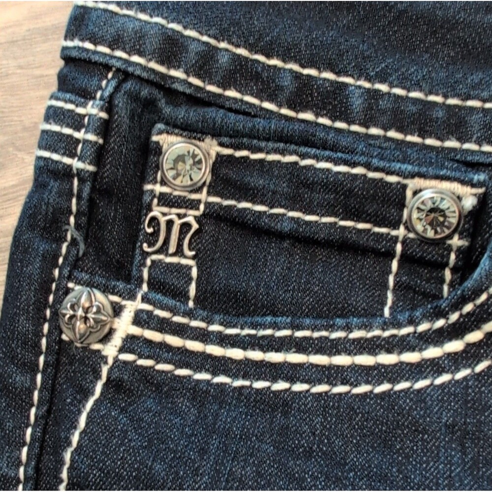 Miss Me Dark Blue Embellished Studded Bootcut Women's Jeans - Size 30 Regular - Picture 4 of 11